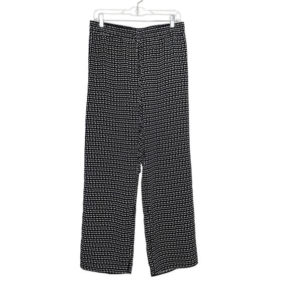 LOFT Wide Leg Polka Dot Dress Pants Ankle Trousers High Rise Black White Size S - Picture 7 of 7